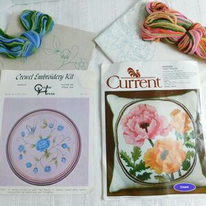 Crewel Kits Custom House Current Lot 2 Vintage Needlework Floral Embroidery NEW